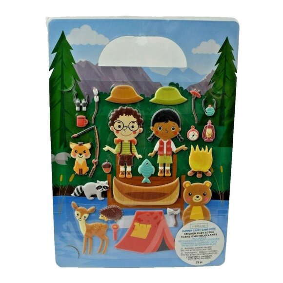 Creatology Summer Camp Sticker Play Scene 24 Repositionable Puffy Stickers New - Picture 1 of 2